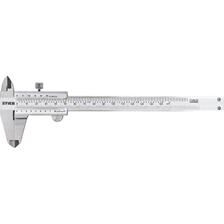 STIER Analoger Messschieber | Präzisionsmessschieber mit Feststellschraube, 150 mm, aus gehärtetem, rostfreiem Edelstahl
