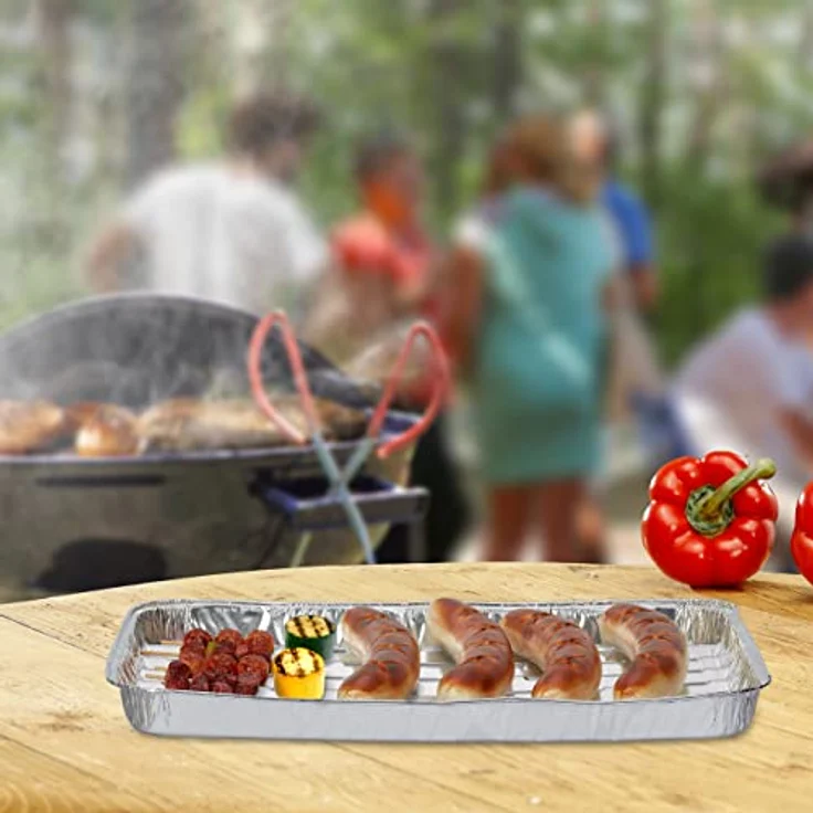 relaxdays Grillschale Alu im 25er Set, Aluminium, Hitzebeständig bis 260 °C, für Grill und Ofen geeignet – Bild 2