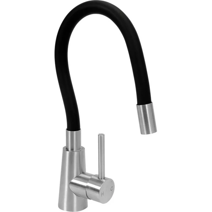 TRIZERATOP Flexible Küchenarmatur, schwarz, Einhebelmischer mit flexiblem Auslauf und ergonomischem Griff, 5 Jahre Garantie