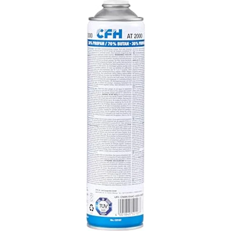 CFH Universaldruckgasdose AT 2000, Druck Gas Dose mit 330 g Propan/Butan-Gemisch, Schraubanschluss nach DIN EN 521, TÜV SÜD geprüft – Bild 1