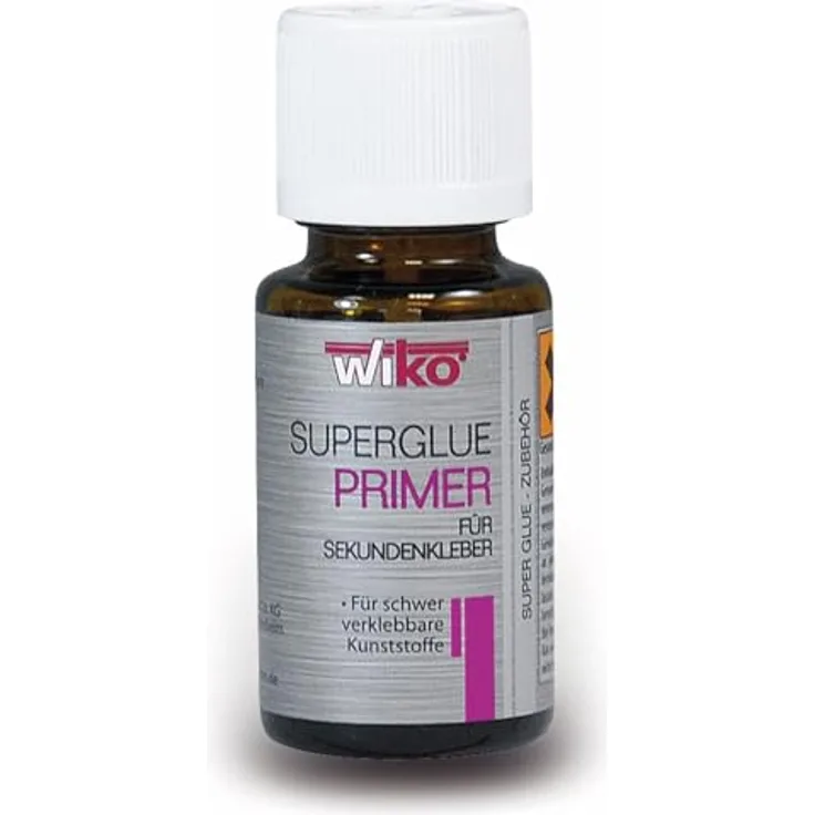 Wiko Superglue Primer Aktivator, 15 ml Flasche mit Pinsel für starke Verbindungen, ideal für Kunststoff, Metall und Holz