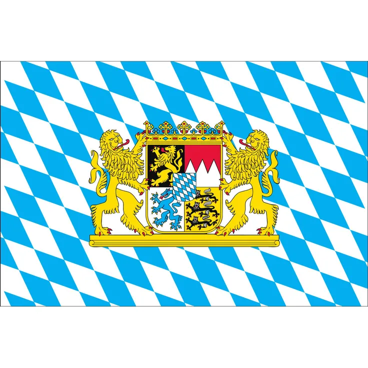 Flagge Bayern mit Wappen und Löwen 160 g/m² ca. 20 x 30 cm