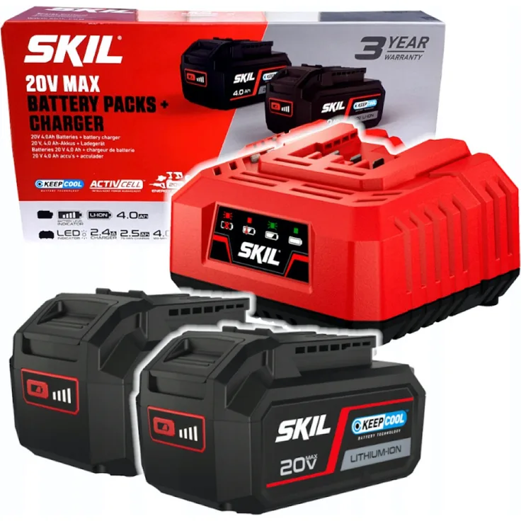 Skil 20V 2 x Akku 3104 AA 4,0Ah +1 x Ladegerät 3122 AA 2,4A BC1E3112BA