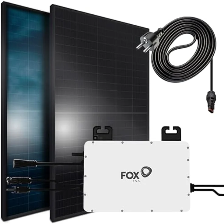 SUNNIVA® 1300W Balkonkraftwerk 800W, Bifaziale Glas-Glas Solarmodule, FOX ESS Wechselrichter, Schwarz, 5m Kabel – Bild 9