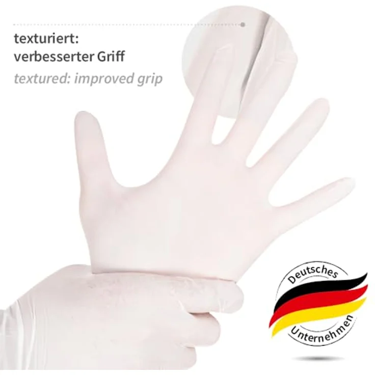 FRANZ MENSCH Hygostar Nitrilhandschuhe Safe Light | puderfrei, weiß, 6/XS, 24cm, 100 Stück, Einweghandschuhe – Bild 5