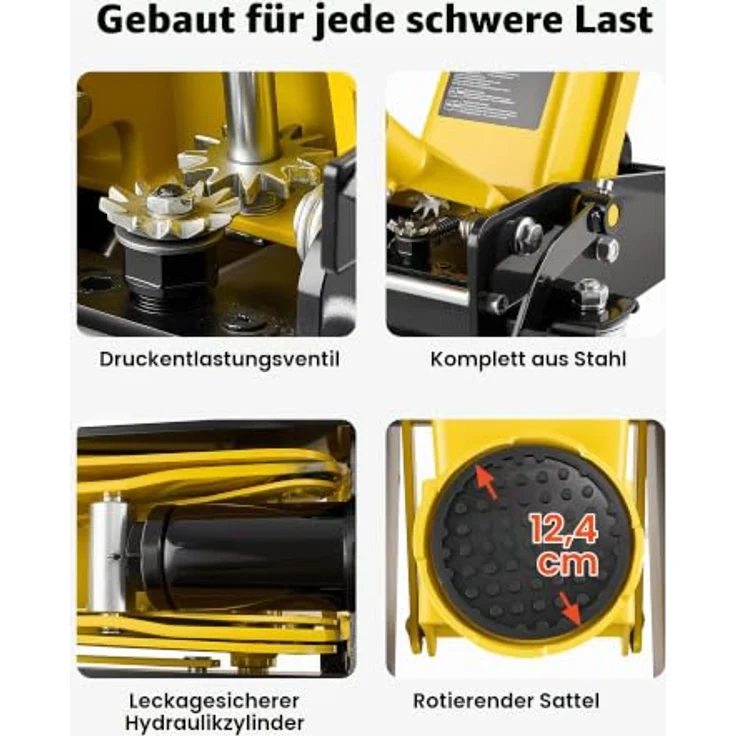 VEVOR Hydraulischer Rangierwagenheber 3 t Tragkraft, Flacher Wagenheber mit Einkolben-Schnellhubpumpe & Fußpedal, Hubbereich 13 bis 50 cm, ideal für SUVs und Pickups – Bild 7
