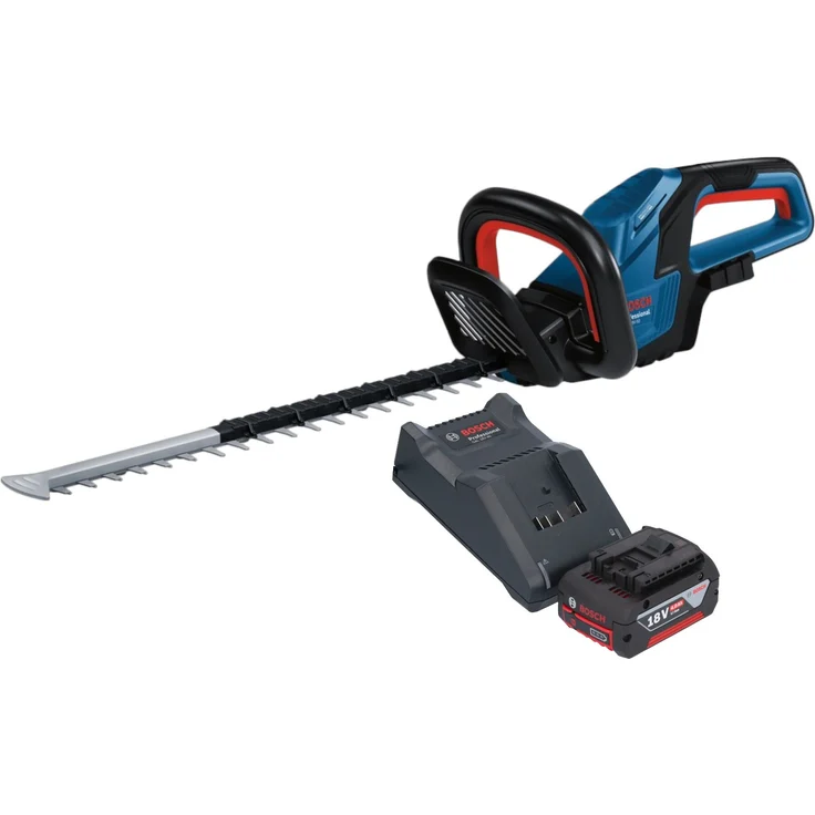 Bosch GHE 18V-50 Professional Akku Heckenschere 18 V 50 cm Brushless + 1x Akku 4,0 Ah + Ladegerät, leise, ergonomisches Design