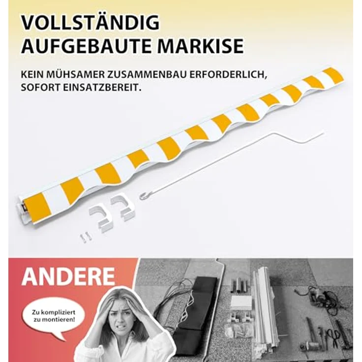 Paramondo Markise Gelenkarm Markise Easy 350x250 cm gelb weiß – Bild 5