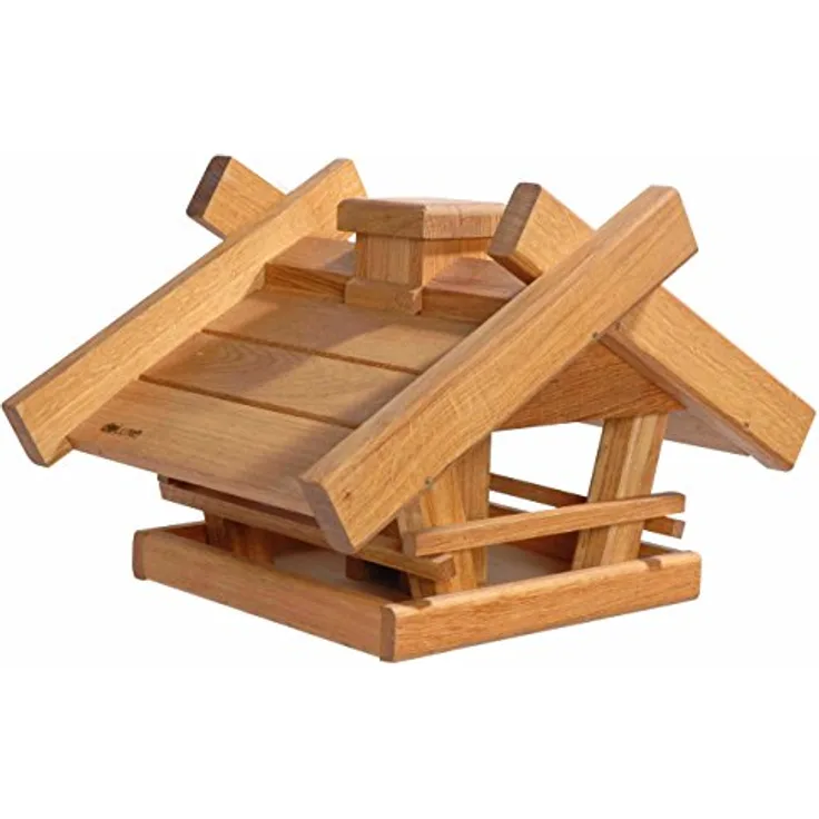 Luxus-Vogelhaus 46510e Großes XXL Vogelhaus "Gartenwald" aus Holz (Eiche) für Garten, Balkon, mit Futter-Silo - XL Vogelhäuschen Vogelfutterhaus