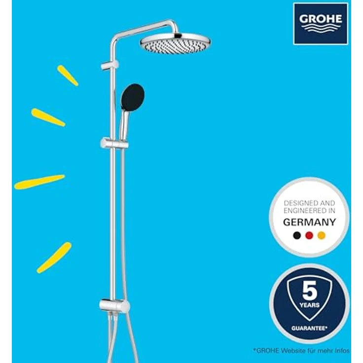 Grohe Duschsystem Vitalio Comfort 250 Flex, chrom, Kopf- und Handbrause mit 2 Strahlarten, wasser- und energieeffizient – Bild 4