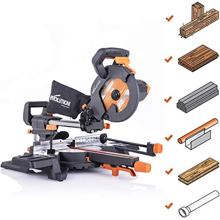 Evolution Power Tools - R210SMS-300+ Mehrzweck-Gleit-Gehrungssäge mit Plus Pack, 210 mm (230 V) – Bild 3