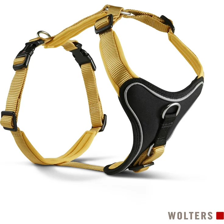 Wolters Professional Comfort Geschirr Gr.2, hundefreundliches Geschirr 40-45 cm x 2,5 cm, curry gelb, inkl. Halsband + Leine – Bild 1