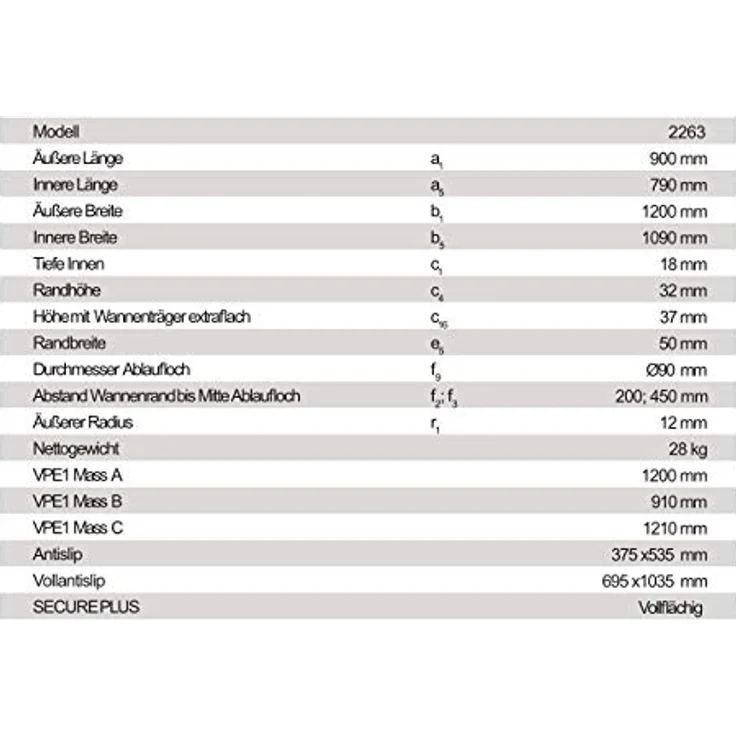 Kaldewei DW CAYONOPLAN M.2263-5, Duschwanne 900x1200x18,5 mm, hochwertige Verarbeitung – Bild 4