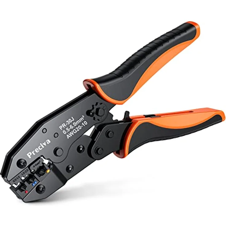 Preciva Crimpzange für isolierte Kabelschuhe, Krimpwerkzeug 0,5-6mm² mit ergonomischem Design und hoher Präzision