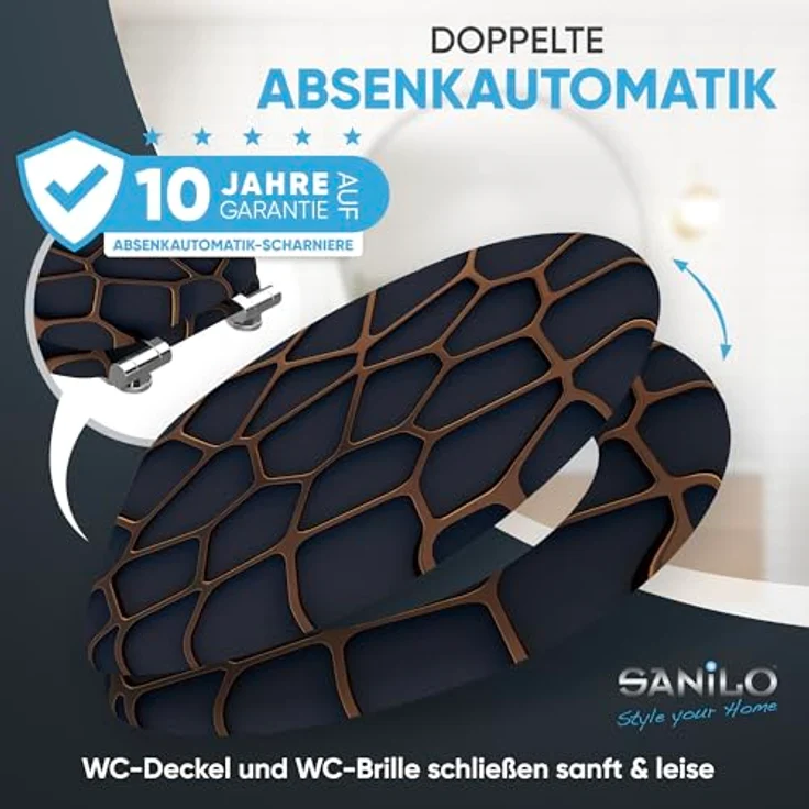 Sanilo WC Sitz Mesh, Hochwertiger Holz-Toilettendeckel mit Absenkautomatik und antibakterieller Oberfläche – Bild 3