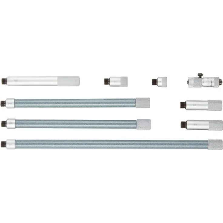 Mitutoyo 137-209 Analoge Innenmessschraube-Satz, 50-1000 mm mit Hartmetall bestückten Messflächen, 13 mm Messspanne, ø12,5 mm Verlängerung