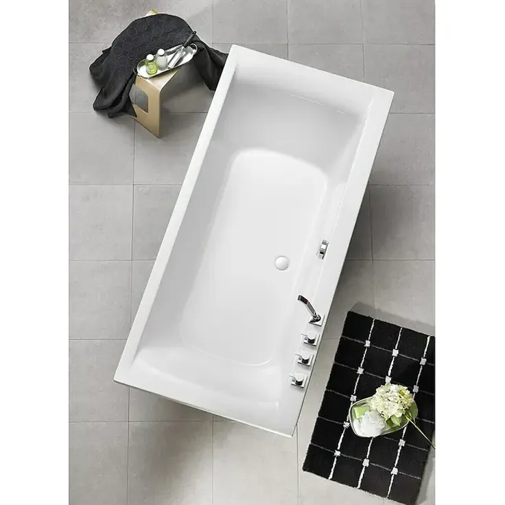 Ottofond Badewanne Palermo, 180 x 80 cm, Sanitäracryl, weiß, rutschfest, pflegeleicht, schalldämmend