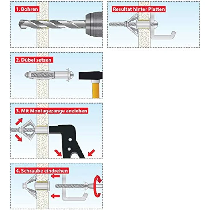 TOX Metall-Hohlraumdübel-Sortiment Acrobat Set verzinkt 60 tlg., für Befestigungen in Gipskartonplatten, 1 Stück,  094901111 - Preisvergleich – Bild 5