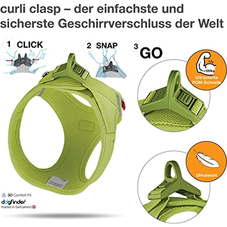 Vest Harness curli Clasp Air-Mesh Lime 3XS – Bild 3