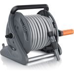 Brandson Schlauchtrommel Schlauchbox mit 20m Gartenschlauch, Drehgriff, Nachtropfstopp, Wandmontage, 1/2 Zoll, 3/4 Zoll, grün