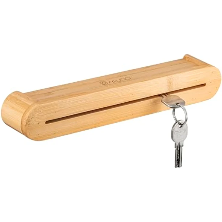 eluno Schlüsselkasten aus Bambus, mit praktischer Ablage und durchgängiger Nut, 29,5 cm x 5 cm x 5 cm – Bild 1