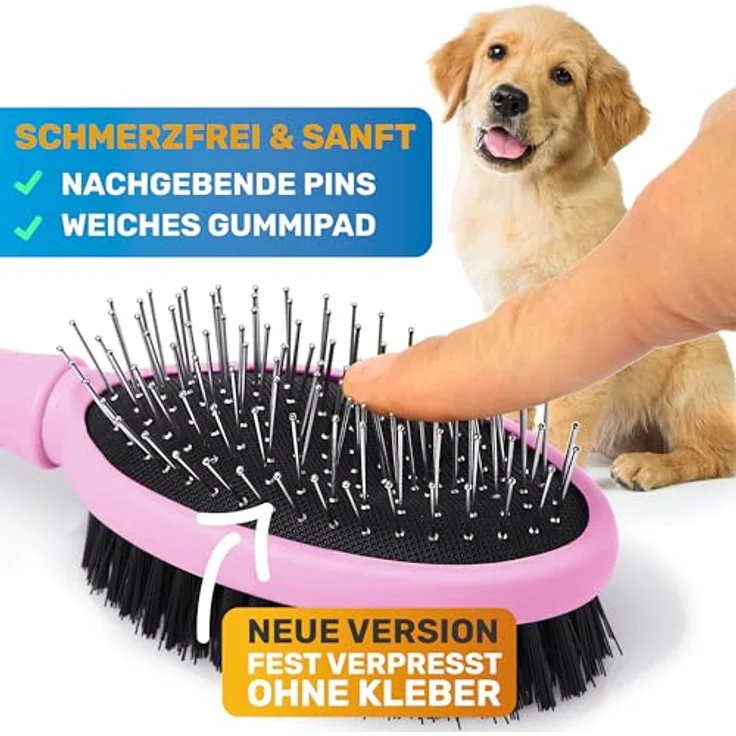 BluePet "DoppelDecker" 2in1 Hundebürste für Langhaar & Kurzhaar - Auch für Welpen & Katzen - Glätten, Entwirren, Ausbürsten - Allround-Talent für die tägliche Fellpflege – Bild 5