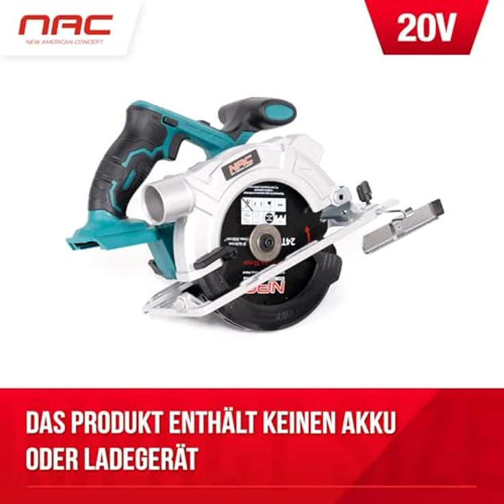 NAC Handkreissäge NEW AMERICAN CONCEPT, Akku-Kreissäge mit Laserführung, 20 V, 165 mm Sägeblattdurchmesser, ohne Akkus und Ladegerät – Bild 8