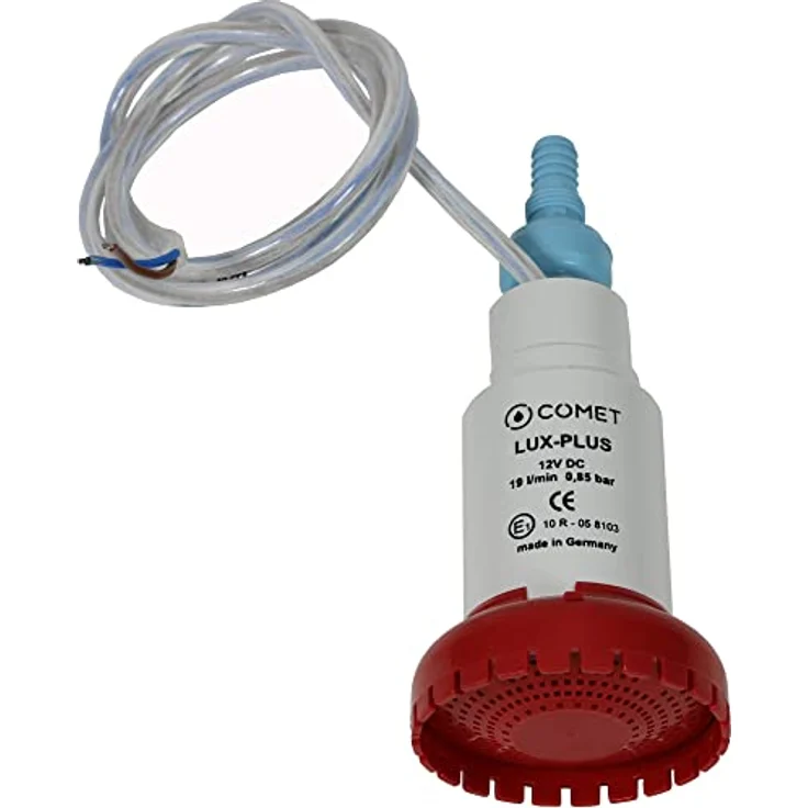COMET LUX-PLUS Tauchpumpe Wasserpumpe mit Rückschlagventil + Filter 12V 19 l/min, Made in Germany, Rot – Bild 3