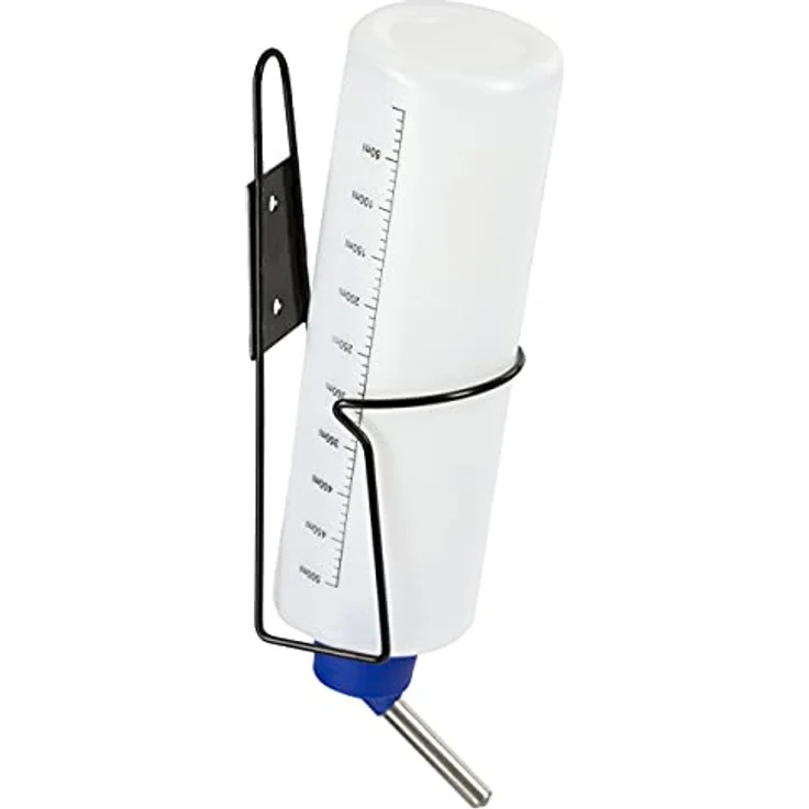 Kerbl Pet 81766 Trinkflasche mit Halter aus Metall, 500 ml - Passend für alle Nagerställe, Doppelkugeltechnik – Bild 2