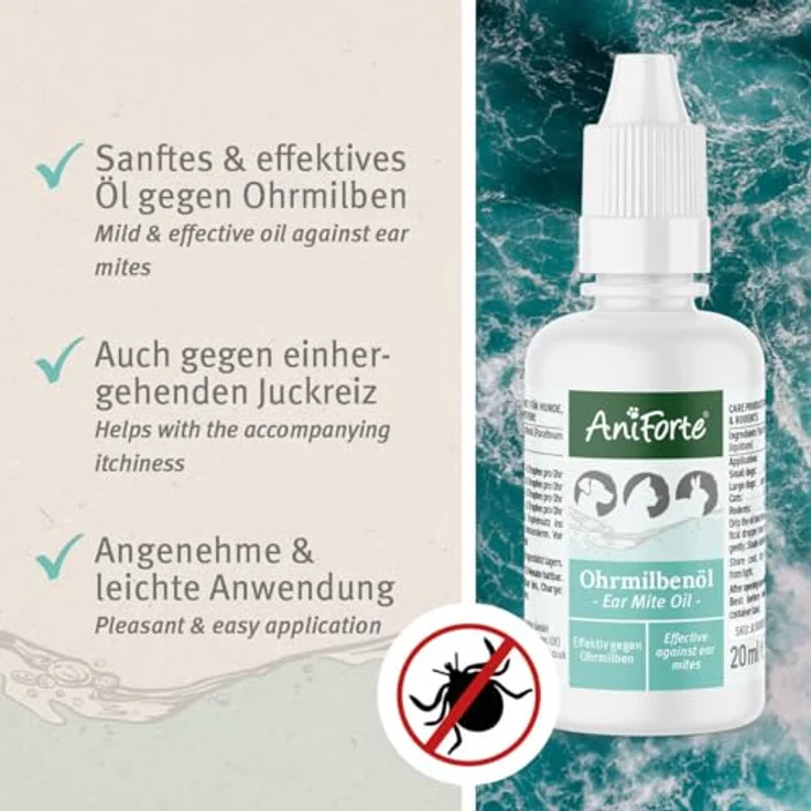 AniForte Ohrmilbenöl für Hunde, Katzen, Nagetiere, Haustiere 20ml - Sanfte Pflege bei Ohrmilben, Ohrentropfen Milben, Juckreiz im Ohr, Ausfluss – Bild 3