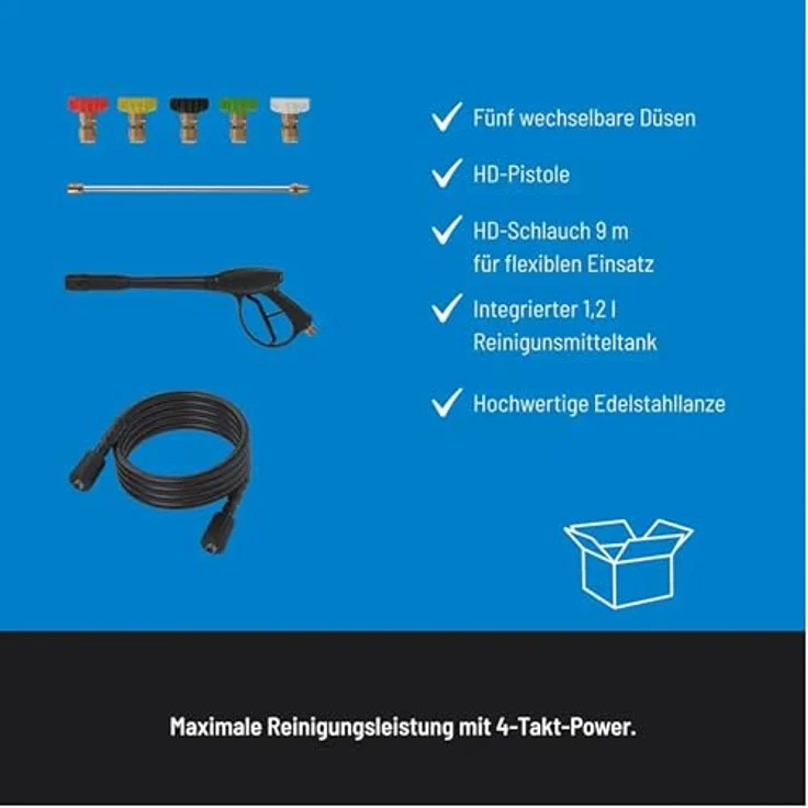 Güde Fuel 250 Benzin-Hochdruckreiniger 234 bar, 5,9 PS, mobil, 9 m Schlauch, Düsen-Set, für Baustelle & Landwirtschaft – Bild 4