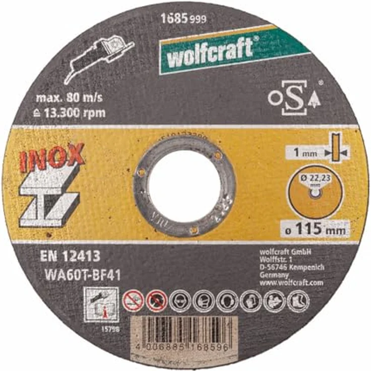 Wolfcraft 8462000 Trennscheiben, Ø 115 mm, 10 Stück für präzise Schnittarbeiten