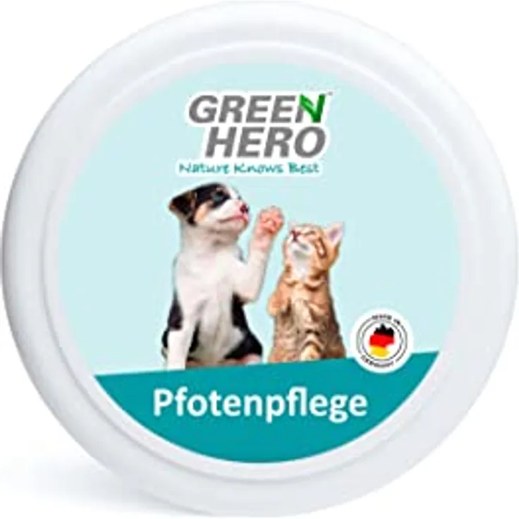 Green Hero Pfotenpflege für Hunde und Katze Pfotenbalsam mit Pfotenschutz in einem Produkt Pfotensalbe gegen Risse und Austrocknung mit Arnikaöl, Rapsöl, Lorbeerblatt öl 75 ml