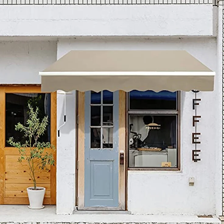 Outsunny Markise Alu-Markise Gelenkarmmarkise Markise 3,95m Sonnenschutz Balkon Beige – Bild 2