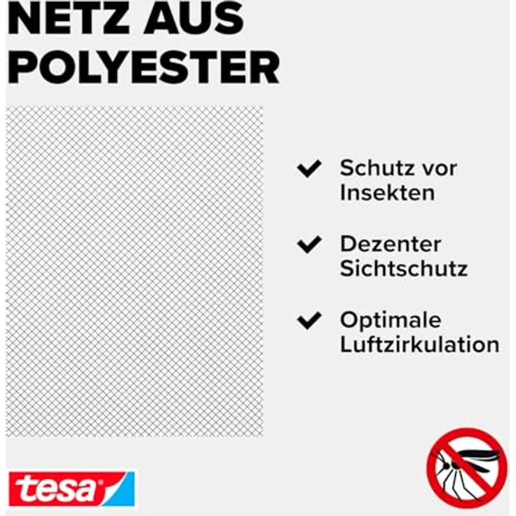 tesa Insect Stop COMFORT Fliegengitter für Dachfenster - Insektenschutz für Fenster - Fliegen Netz selbstklebend ohne Bohren - weiß (leichter sichtschutz), 120 cm x 140 cm – Bild 5