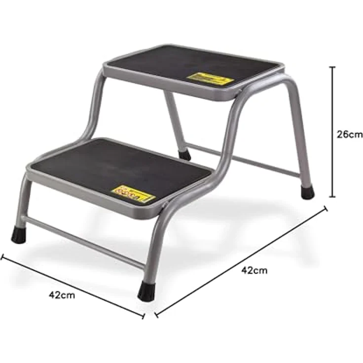 DEMA Trittleiter Wohnwagen Doppel Trittstufe DDT 2, Stabile Stahlrohr-Konstruktion, Grau RAL 7004 – Bild 5