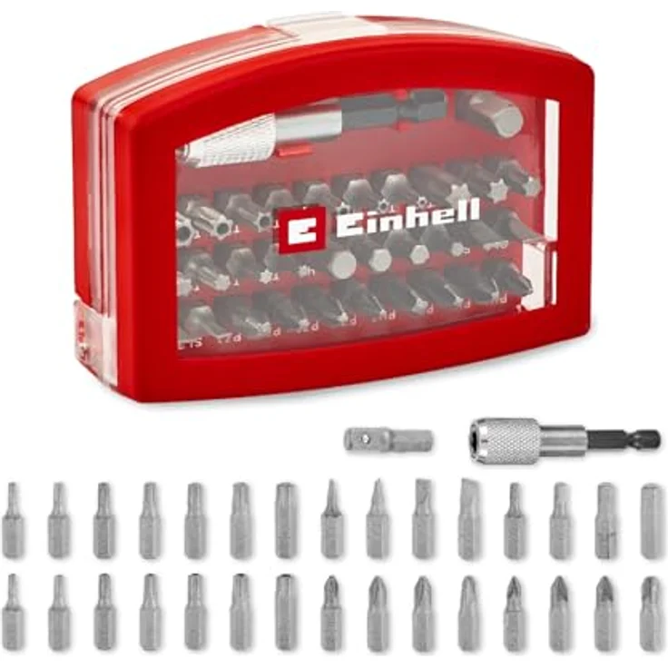 Einhell BELT CLIP 118495 Bit-Set 32-teilig, TORX, PZ, PH, Schlitz, Tamper, inkl. 60-mm-Bithalter, robustes Chrom Vanadium, kompakte Bit-Box mit Gürtelclip – Bild 1