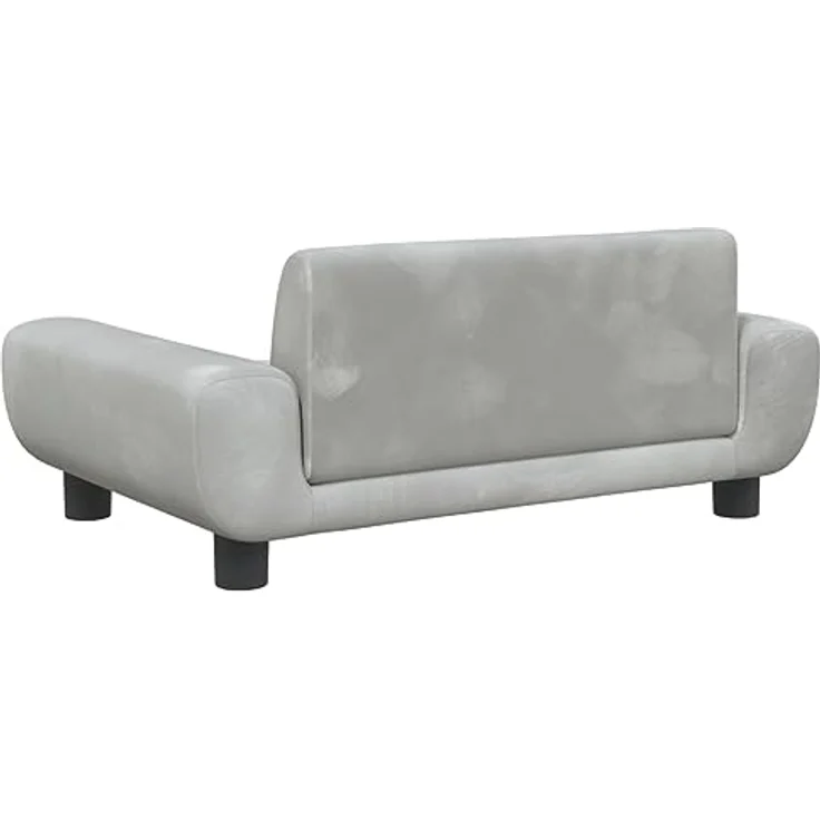 vidaXL Hundebett, Hundekissen mit weicher Polsterung, Hundesofa Hundecouch für kleine Hunde Haustiere, Haustierbett Katzenbett, Hellgrau Samt – Bild 5