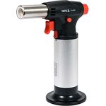 Yato Mini Gasbrenner YT-36725, Heißbrenner mit Piezozündung und 1300°C Flamme für Löten und Schmelzen, robustes Alu/Kunststoffgehäuse