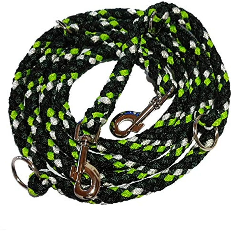 Hundeleine geflochten für größere und große Hunde 4-Fach verstellbar 2,8 m lang 4-farbig (apfelgrün-tannengrün-schwarz-weiß), Made IN Germany – Bild 1