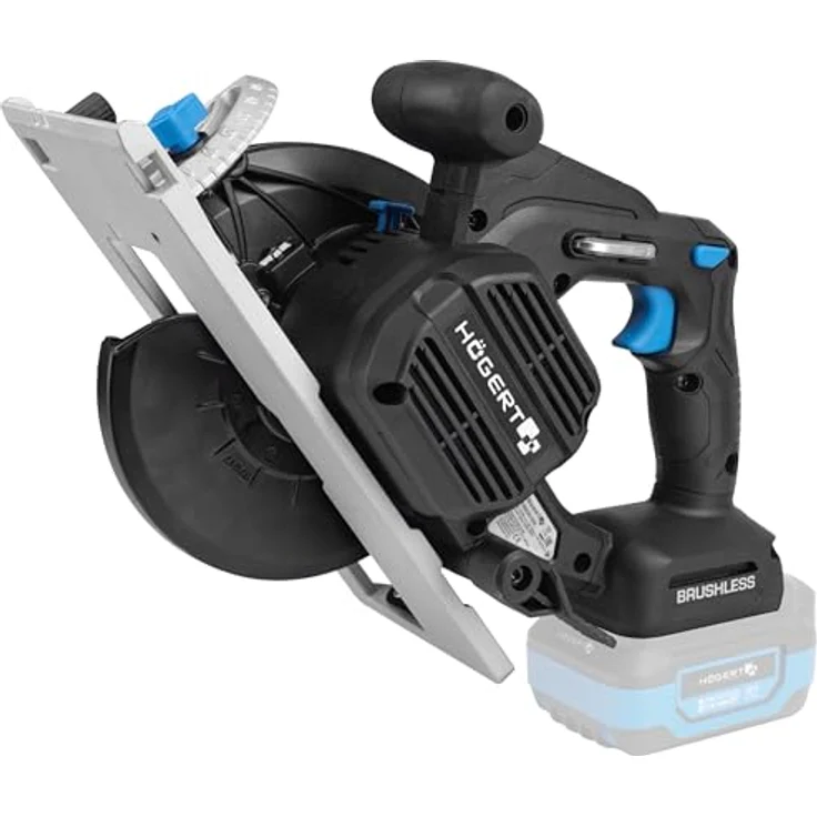 HÖGERT TECHNIK Akku-Handkreissäge 18V, bürstenloser Motor, kabellos, 165mm Scheibendurchmesser, werkzeuglose Einstellungen, LED-Beleuchtung, Aluminium-Schutz – Bild 1