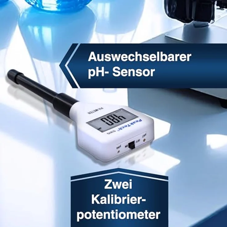PeakTech 5315 pH-Messgerät, extra dünne Sonde für Aquarium und Pool, LCD mit Hintergrundbeleuchtung – Bild 5