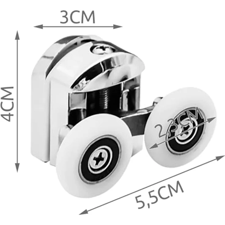 Ruhhy Räder für Duschkabine 8 Stück, Rollen-Set mit verchromter Oberfläche, für 4-6 mm Glasstärke – Bild 2