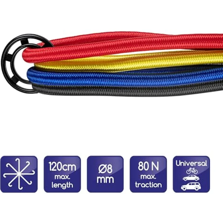alca® Gepäckspinne Oktopus 8 x 40 cm, elastische Gummi-Spannseile mit Stahlhaken, temperaturbeständig von -40 °C bis +100 °C, mehrfarbig – Bild 2