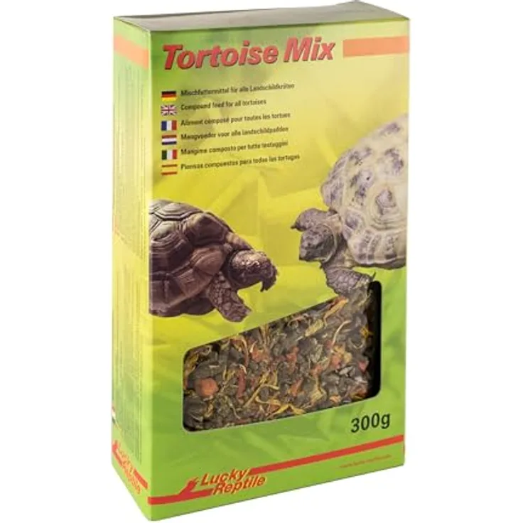 Lucky Reptile Tortoise Mix, Terrarienfutter für Landschildkröten, 300g, gesund mit Heu-Pellets und getrockneten Karotten