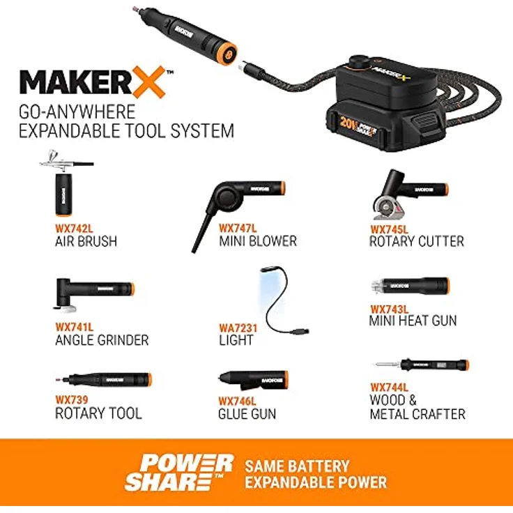 Worx MakerX Akkuadapter HubX WA7161, tragbares Werkzeug-System mit 20V Akku für vielseitige Anwendungen – Bild 15