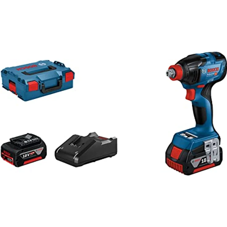 Bosch Professional 18V System Akku Drehschlagschrauber GDX 18V-210 C, max. Drehmoment 210 Nm, 2x Akku GBA 18V 5.0Ah, Schnellladegerät GAL 18V-40, L-BOXX – Bild 1