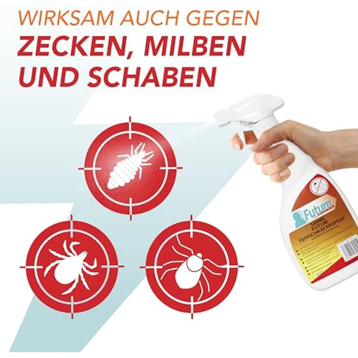 FUTUM Teppichkäferspray, biozidfreie Formel auf Wasserbasis, geruchsarm, 30 l, Käfer Abwehr – Bild 7