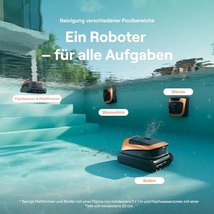 Beatbot Sora 30 Poolroboter, 25700 LPH Saugleistung, 3-Zonen-Reinigung, intelligentes Parken, 5 Stunden Laufzeit, 5 L Filterkorb, Orange – Bild 5