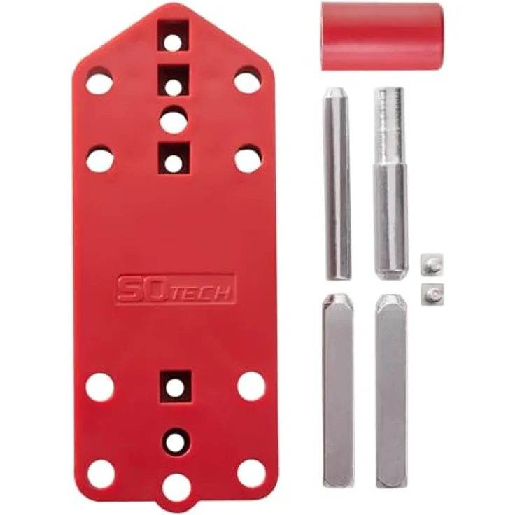 SOTECH Bohrschablone für Türdrücker mit Rosettengarnitur, Kunststoff (rot), für alle Türen mit Buntbart, Profilzylinder, WC und Wechselschloss geeignet - Preisvergleich